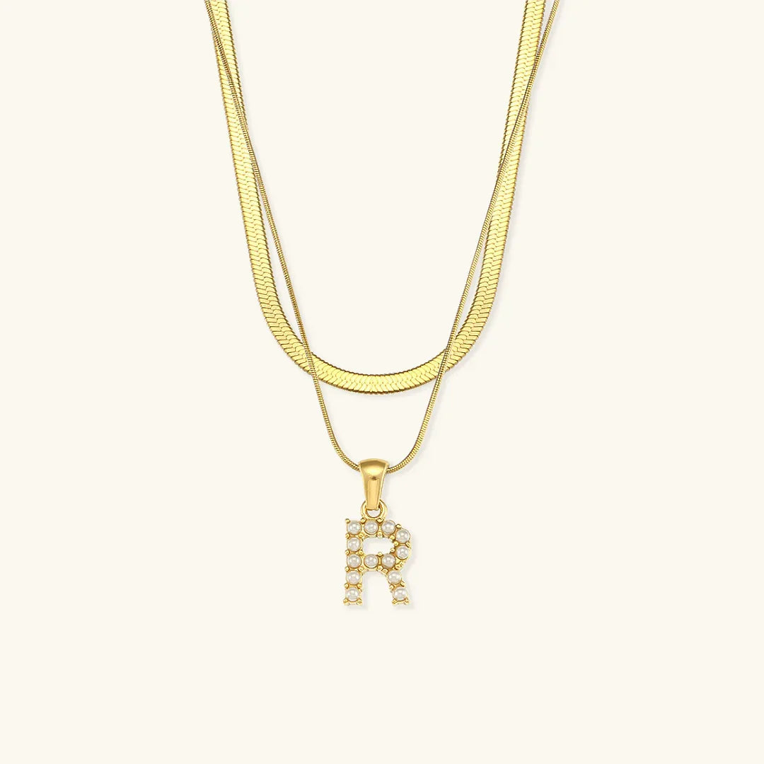[ElanLuxe]Fiona Layered Gold Initial Letter Necklace