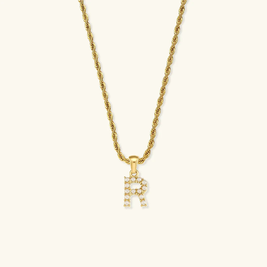[ElanLuxe]Elodie Initial Letter Pearl Necklace