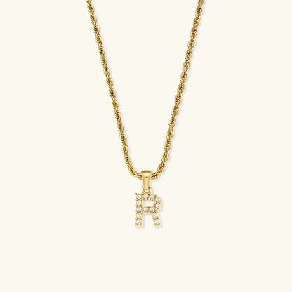 [ElanLuxe]Elodie Initial Letter Pearl Necklace