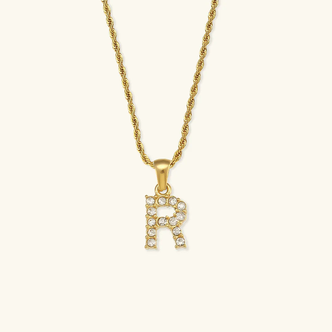 [ElanLuxe]Maeve Letter Initial Diamond Necklace