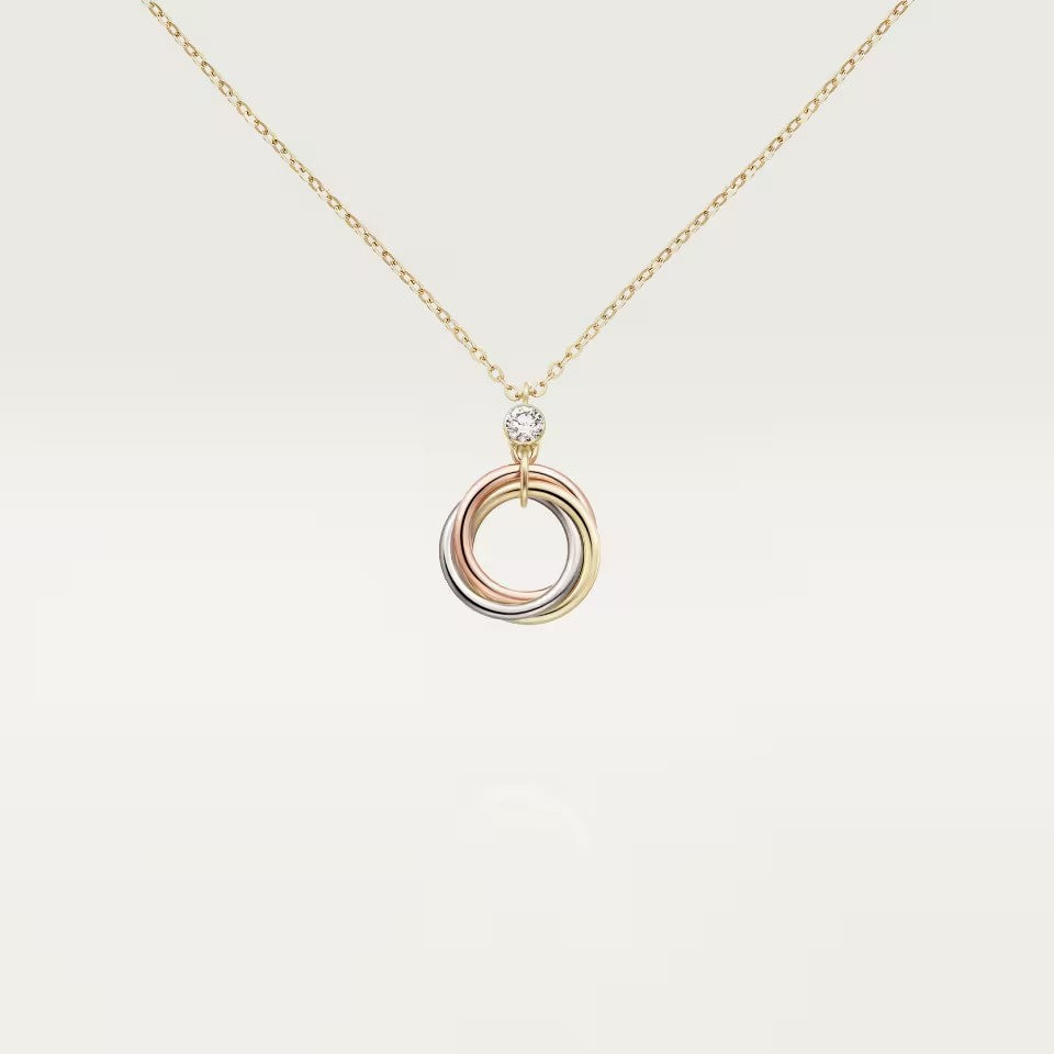 [ElanLuxe Jewelry]TRINITY  NECKLACE 1 DIAMOND