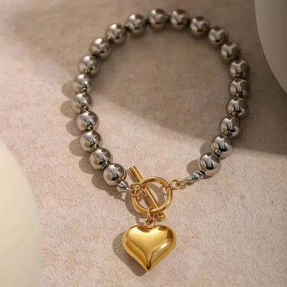 [ElanLuxe]Alicia Chunky Bead Heart Bracelet