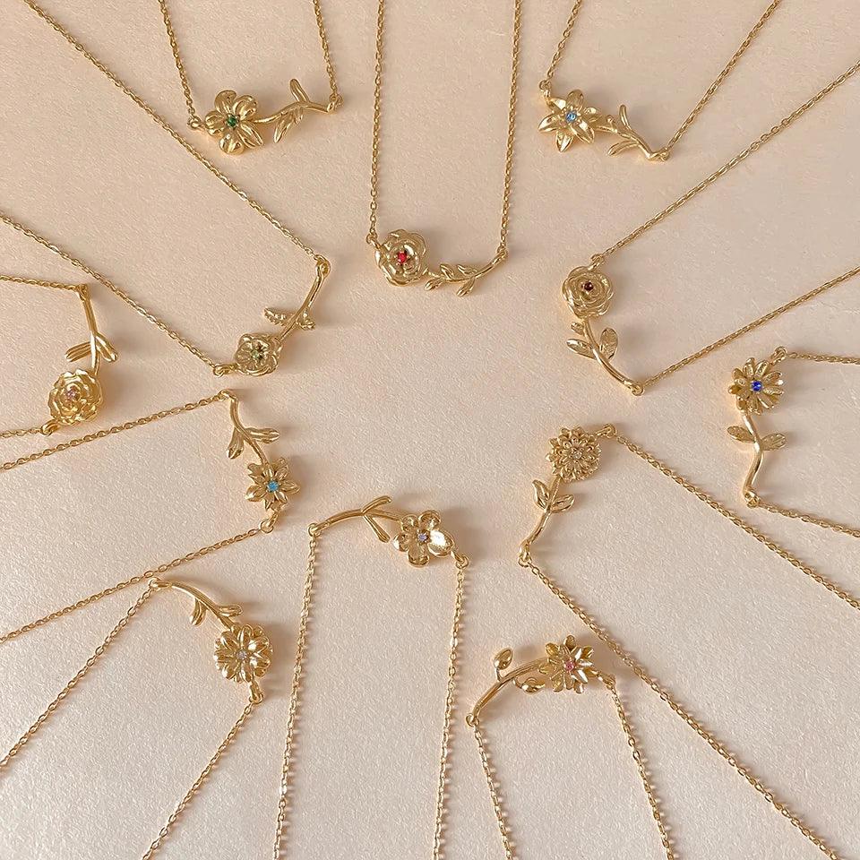 [ElanLuxe]Maribelle Birth Flower Gold Necklace