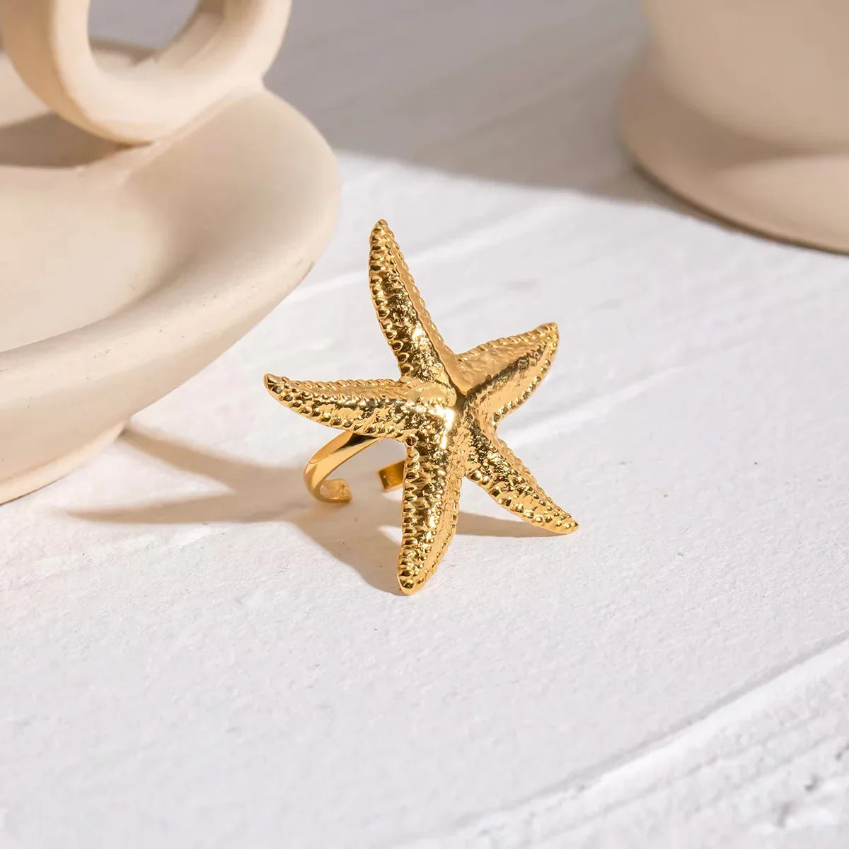 [ElanLuxe]Seabreeze Gold Starfish Ring