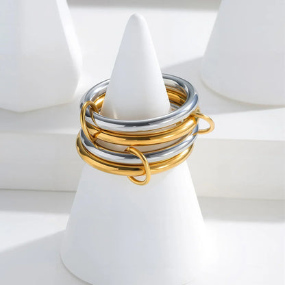 [ElanLuxe]Alexandria Two-Tone Stacked Ring