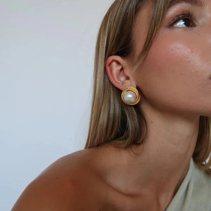 [ElanLuxe]Aqua Freshwater Pearl Earrings