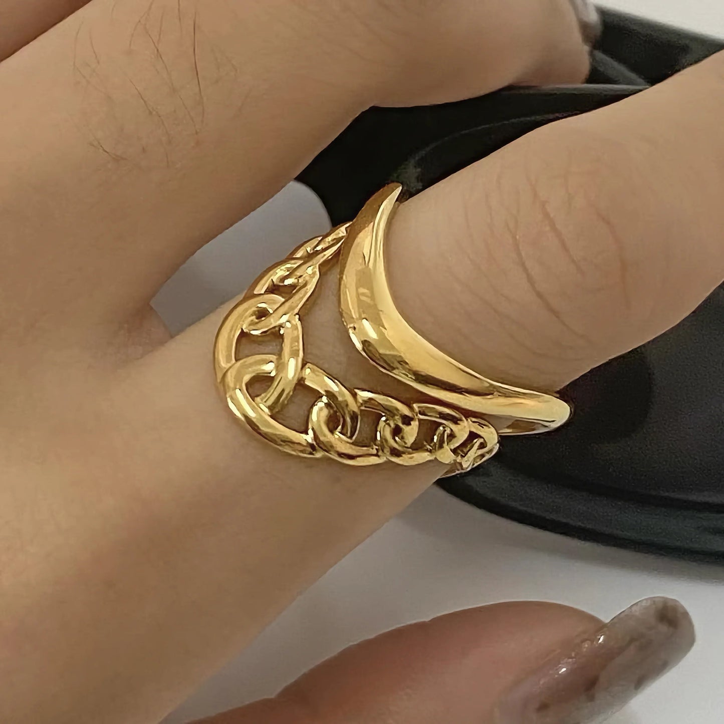 [ElanLuxe]Paisley Gold Arc Ring