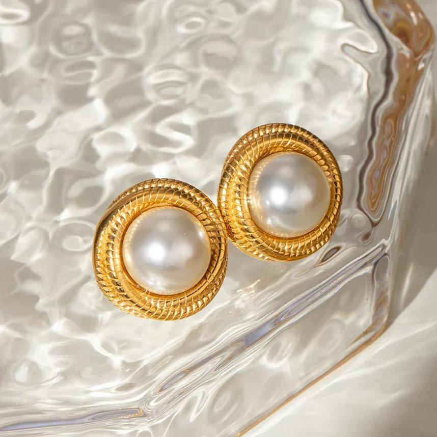 [ElanLuxe]Aqua Freshwater Pearl Earrings