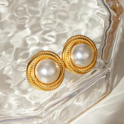 [ElanLuxe]Aqua Freshwater Pearl Earrings