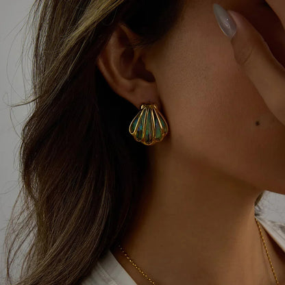 [ElanLuxe]Nixie Gold Seashell Earrings