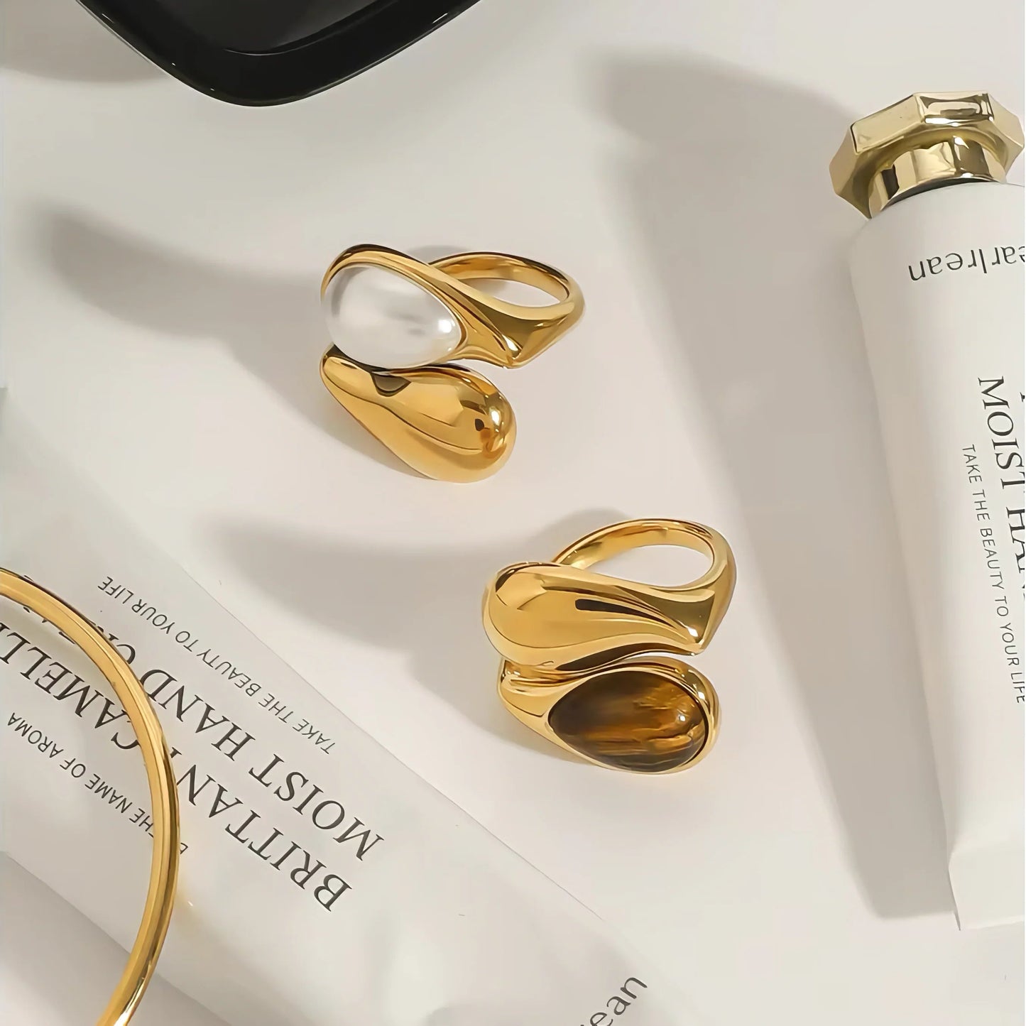 [ElanLuxe]Mara Amber Pearl Ring