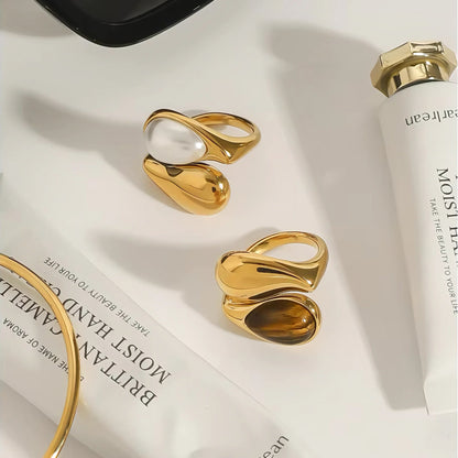 [ElanLuxe]Mara Amber Pearl Ring