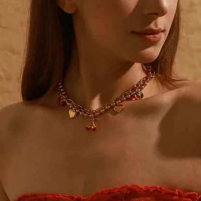 [ElanLuxe]Kai Gold Cherry Necklace