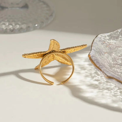 [ElanLuxe]Seabreeze Gold Starfish Ring