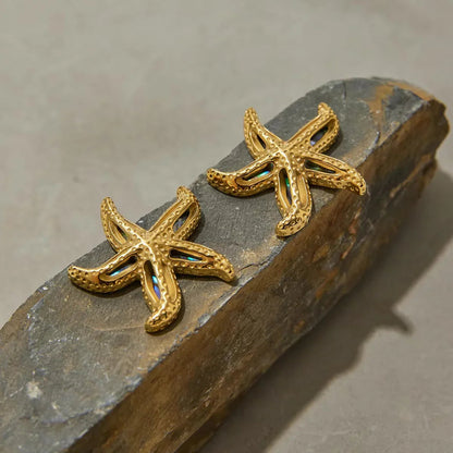 [ElanLuxe]Aquatta Gold Starfish Earrings
