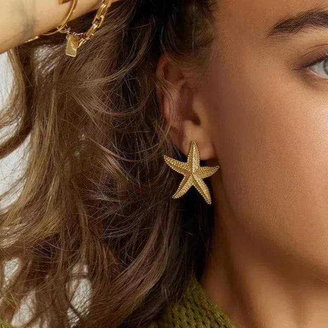 [ElanLuxe]Serene Gold Starfish Earrings
