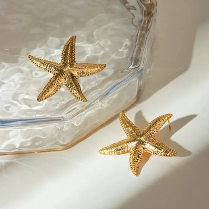 [ElanLuxe]Serene Gold Starfish Earrings