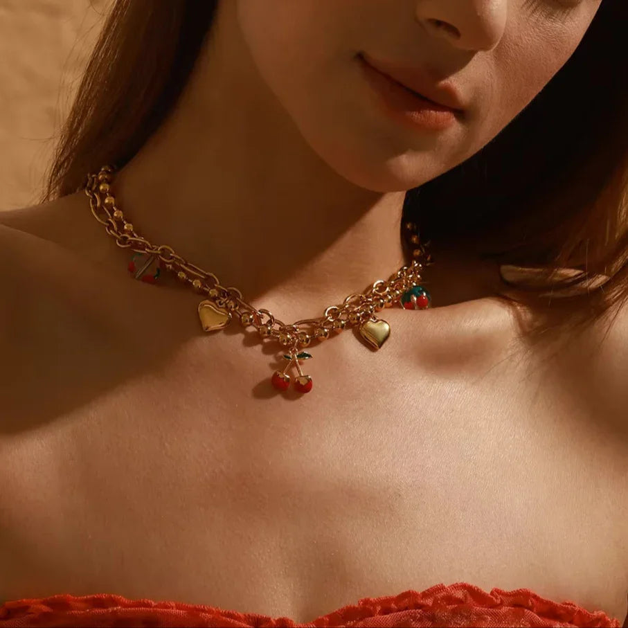 [ElanLuxe]Kai Gold Cherry Necklace