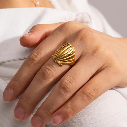 [ElanLuxe]Aloha Gold Seashell Ring