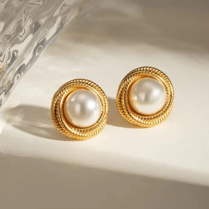 [ElanLuxe]Aqua Freshwater Pearl Earrings
