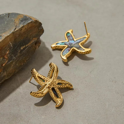 [ElanLuxe]Aquatta Gold Starfish Earrings