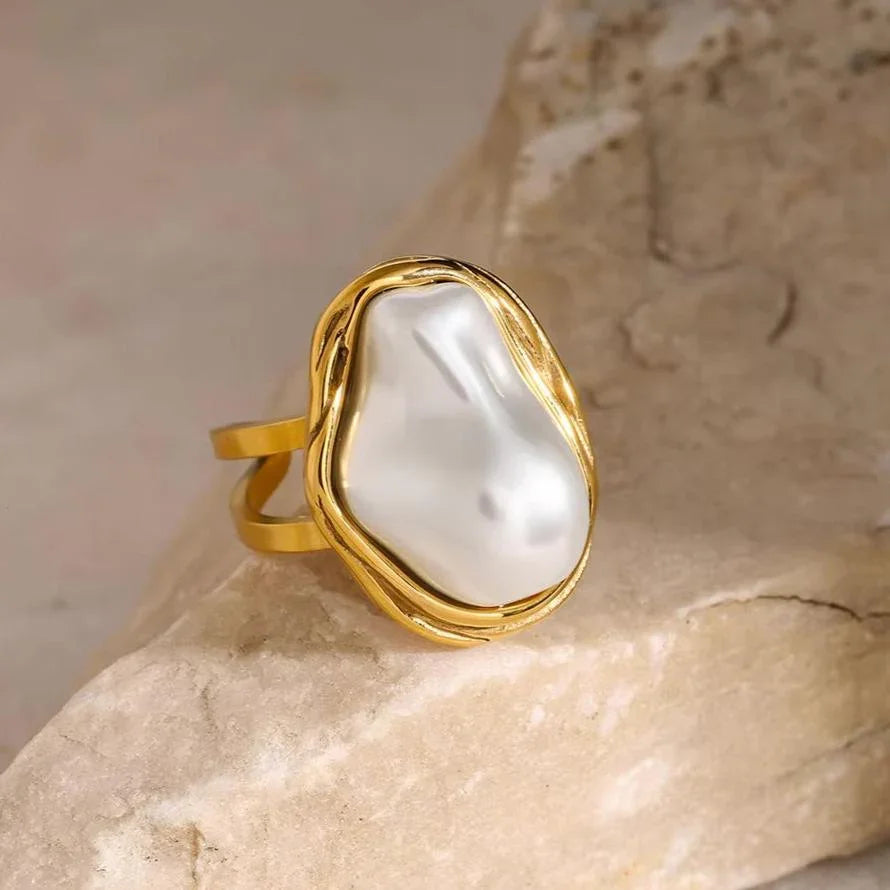 [ElanLuxe]Charis Gold Pearl Ring