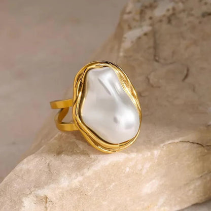[ElanLuxe]Charis Gold Pearl Ring