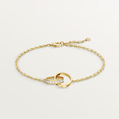 [ElanLuxe Jewelry]LOVE DOUBLE RING HALF DIAMOND BRACELET