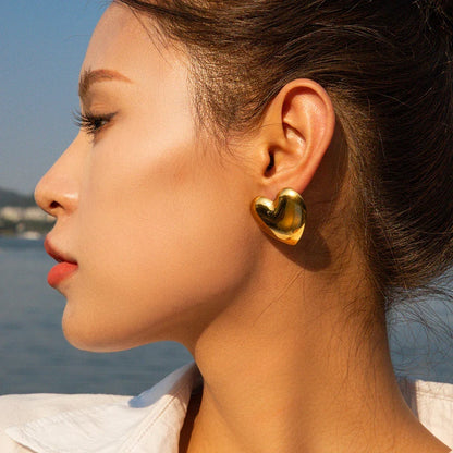 [ElanLuxe]Aubree Gold Heart Earrings
