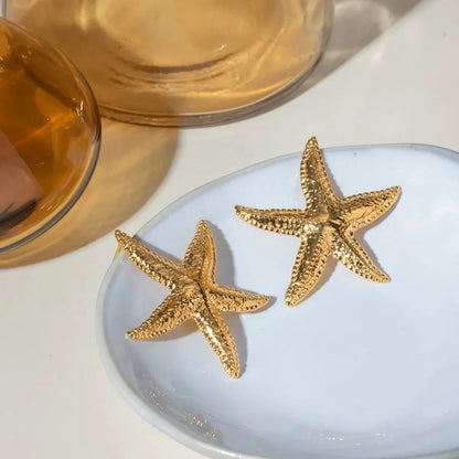 [ElanLuxe]Serene Gold Starfish Earrings