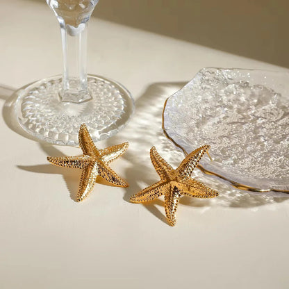 [ElanLuxe]Serene Gold Starfish Earrings