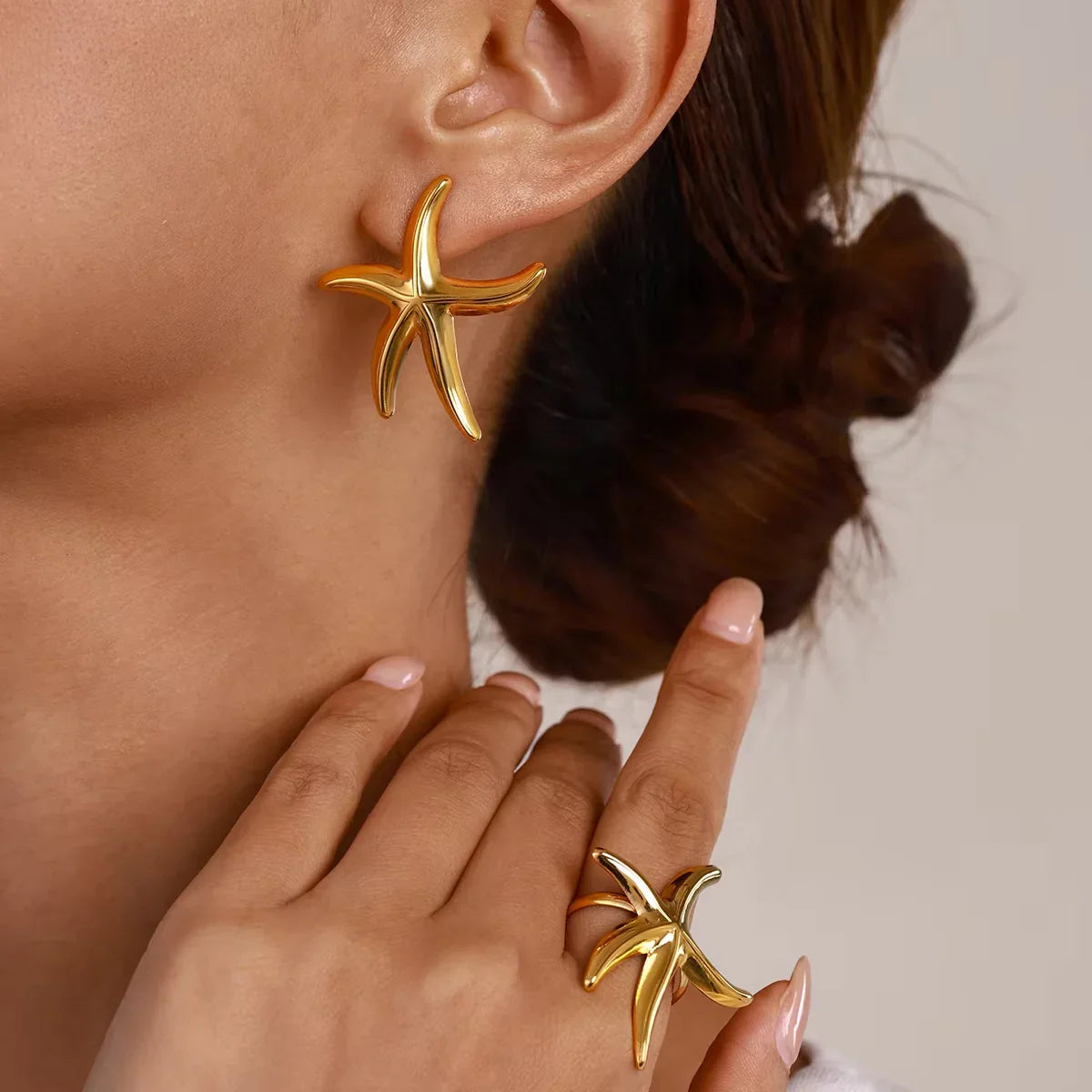 [ElanLuxe]Oceanic Gold Starfish Ring