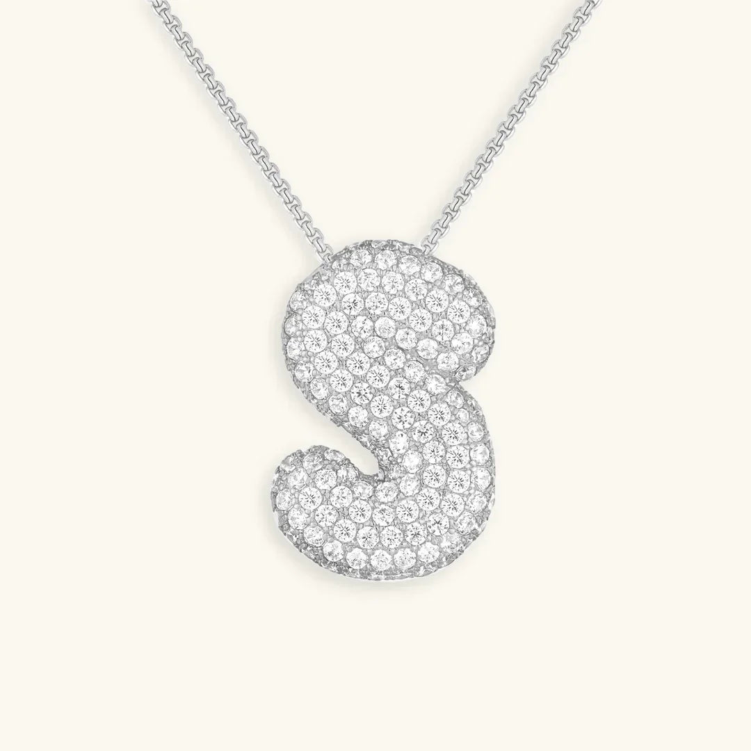 [ElanLuxe]Bubble Initial Diamond Necklace