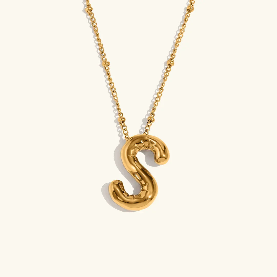 [ElanLuxe]Balloon Gold Initial Necklace