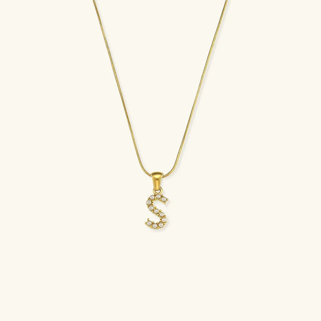 [ElanLuxe]Augustine Initial Letter Pearl Necklace