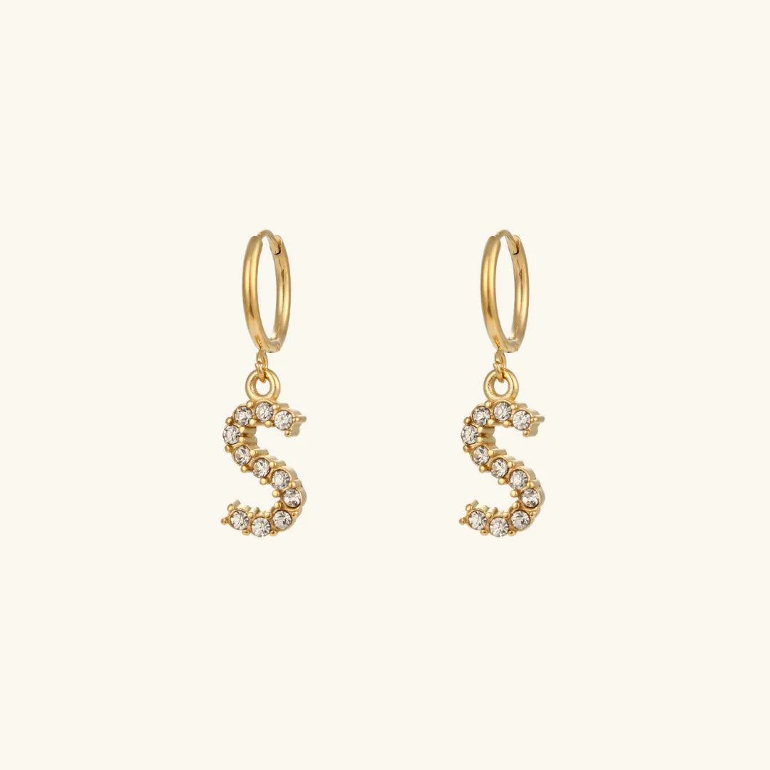 [ElanLuxe]Wilhemina Initial Letter Earrings
