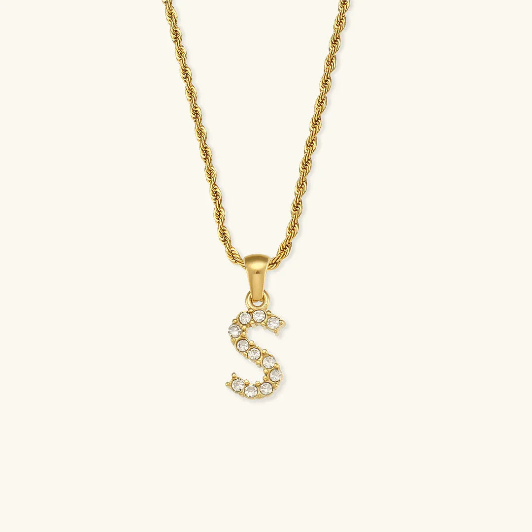 [ElanLuxe]Maeve Letter Initial Diamond Necklace