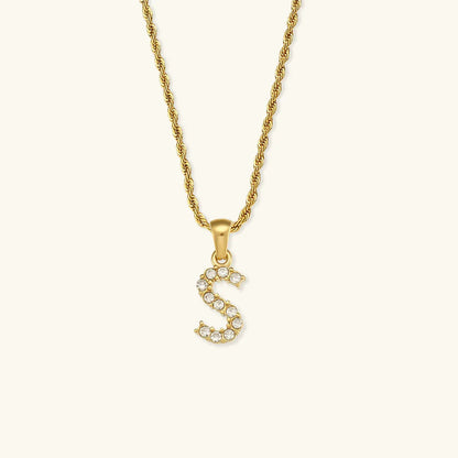 [ElanLuxe]Maeve Letter Initial Diamond Necklace