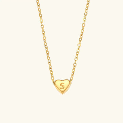 [ElanLuxe]Heart Initial Gold Necklace