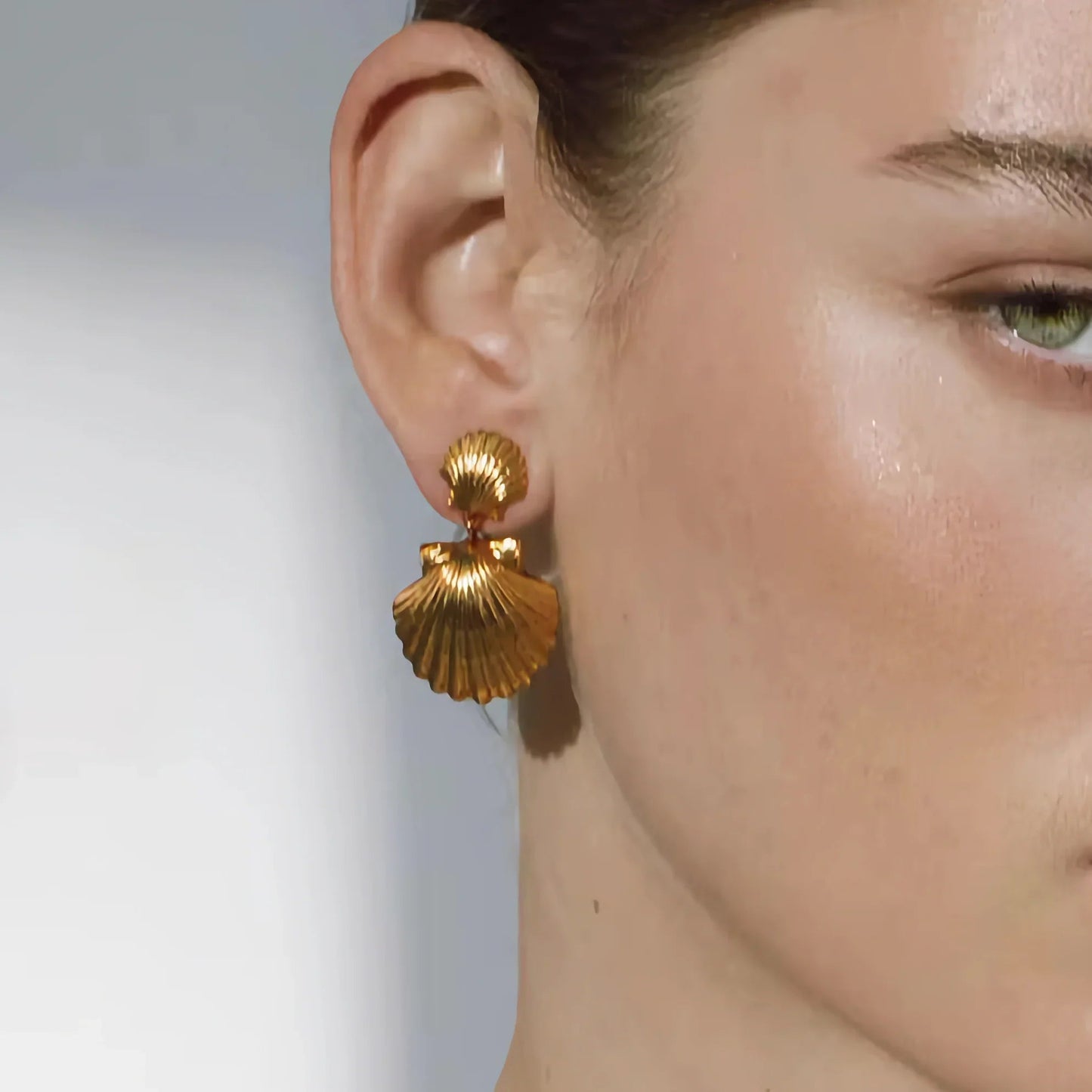 [ElanLuxe]Sandy Gold Seashell Earrings