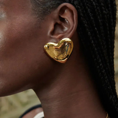 [ElanLuxe]Aubree Gold Heart Earrings