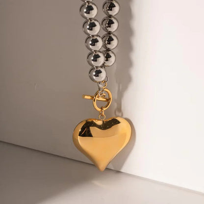 [ElanLuxe]Alicia Chunky Bead Heart Pendant