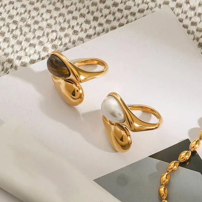 [ElanLuxe]Mara Amber Pearl Ring