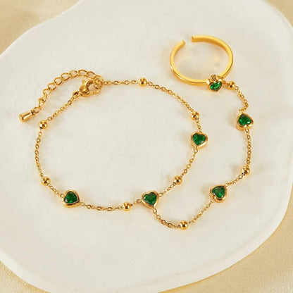 [ElanLuxe]Gladys Emerald Heart Hand Chain