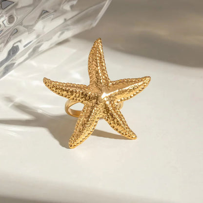 [ElanLuxe]Seabreeze Gold Starfish Ring