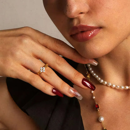 [ElanLuxe]Clestine Diamond Petal Ring