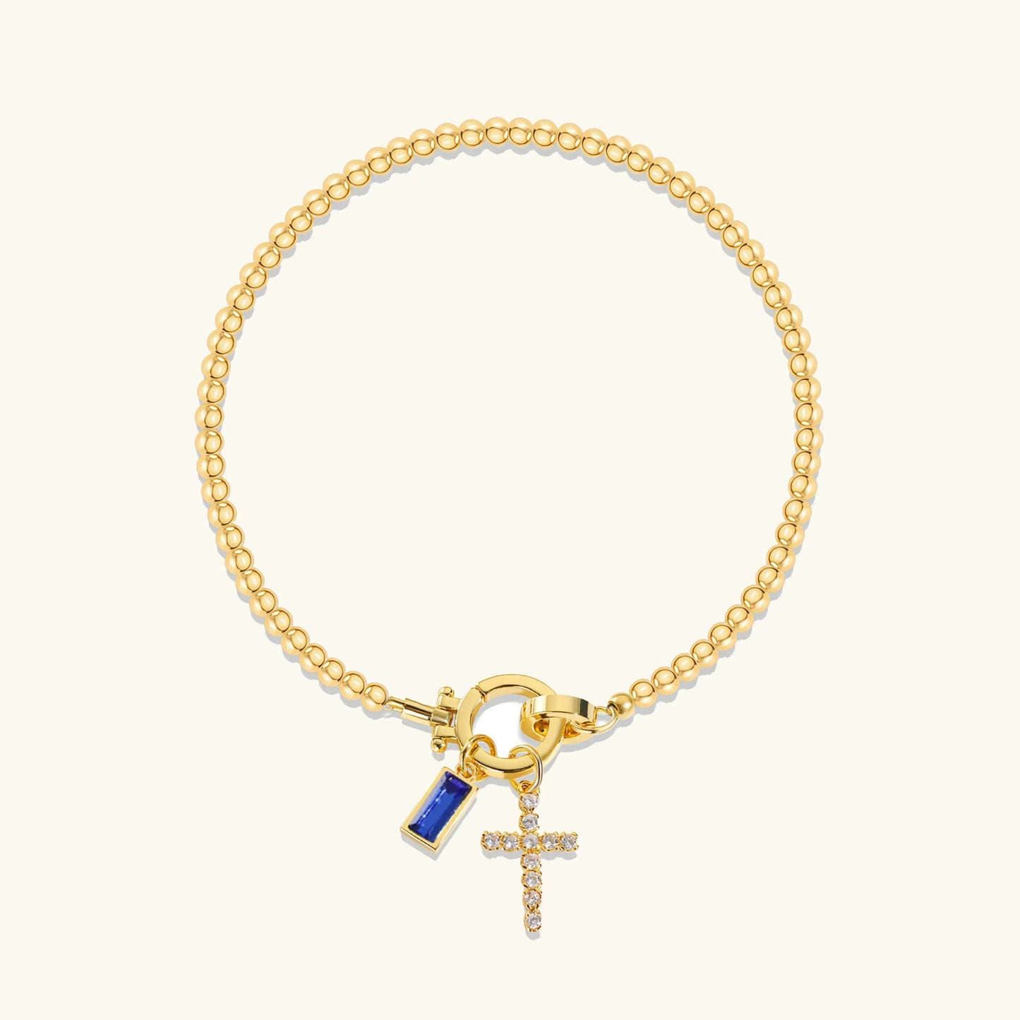 [ElanLuxe]Amalia Birthstone Cross Bracelet