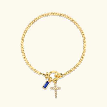 [ElanLuxe]Amalia Birthstone Cross Bracelet
