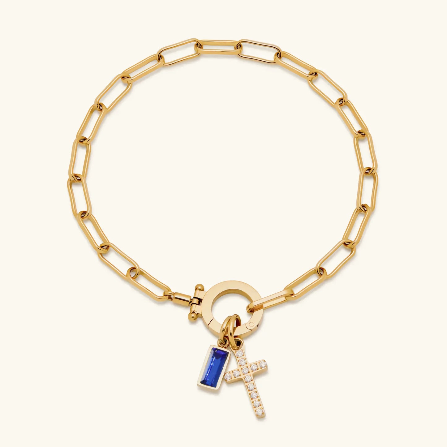 [ElanLuxe]Annabella Birthstone Cross Bracelet
