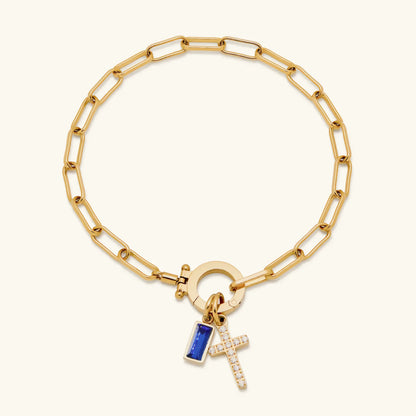[ElanLuxe]Annabella Birthstone Cross Bracelet